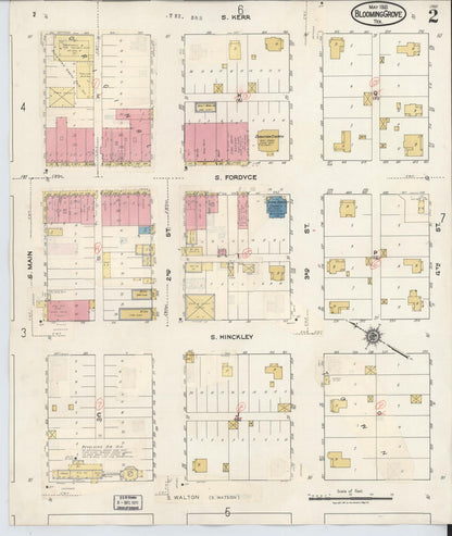 Sanborn Fire Insurance Map from Blooming Grove, Navarro County, Texas (1934), Sheet #0002 - Complete Map Set gallery image, historic Sanborn map, vintage wall art, Texas Texas