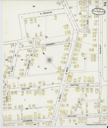 Sanborn Fire Insurance Map from Plymouth, Luzerne County, Pennsylvania (1891), Sheet #0007 - Historic Sanborn Fire Insurance Map Print, vintage old map wall art, antique decor, genealogy gift, Pennsylvania Pennsylvania map