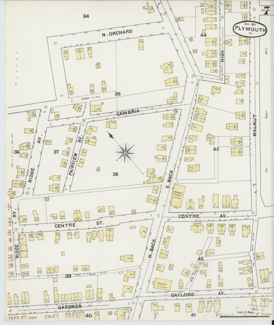 Sanborn Fire Insurance Map from Plymouth, Luzerne County, Pennsylvania (1891), Sheet #0007 - Historic Sanborn Fire Insurance Map Print, vintage old map wall art, antique decor, genealogy gift, Pennsylvania Pennsylvania map