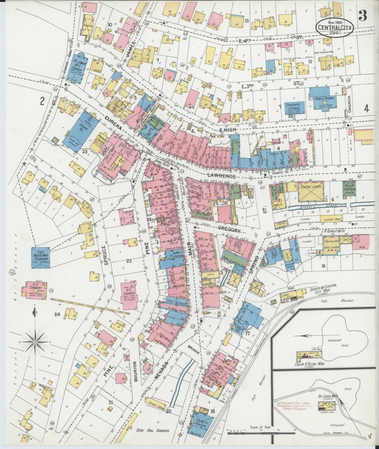 Sanborn Fire Insurance Map from Central City, Gilpin County, Colorado (1900), Sheet #0003 - Historic Sanborn Fire Insurance Map Print, vintage old map wall art, antique decor, genealogy gift, Colorado Colorado map