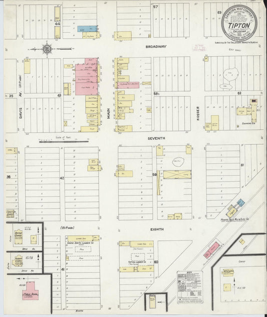 Sanborn Fire Insurance Map from Tipton, Tillman County, Oklahoma (1912), Sheet #0001 - Historic Sanborn Fire Insurance Map Print, vintage old map wall art, antique decor, genealogy gift, Oklahoma Oklahoma map