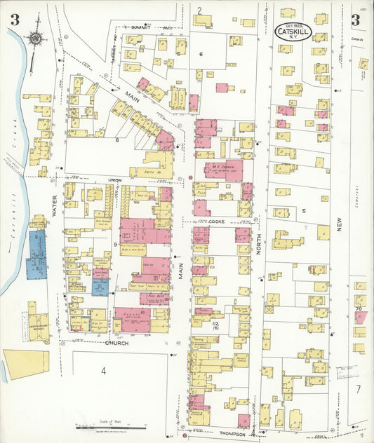 Sanborn Fire Insurance Map from Catskill, Greene County, New York (1923), Sheet #0003 - Historic Sanborn Fire Insurance Map Print, vintage old map wall art, antique decor, genealogy gift, New York New York map