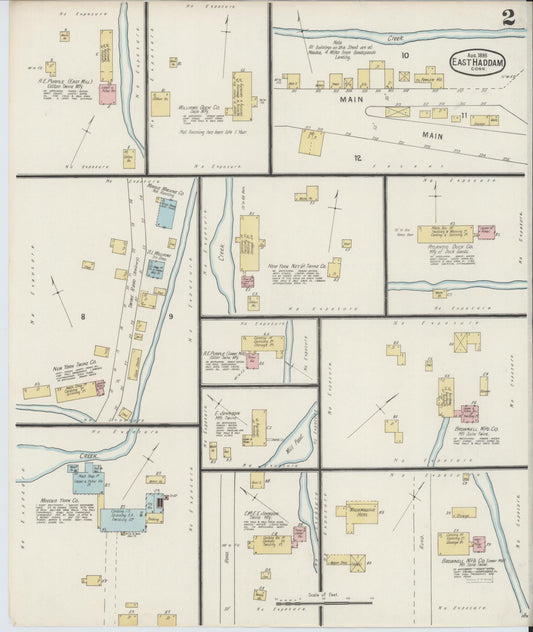 Sanborn Fire Insurance Map from East Haddam, Middlesex County, Connecticut (1895), Sheet #0002 - Historic Sanborn Fire Insurance Map Print, vintage old map wall art, antique decor, genealogy gift, Connecticut Connecticut map