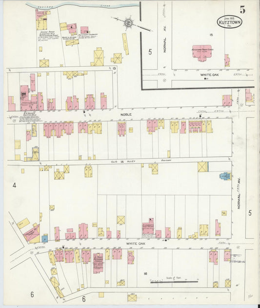 Sanborn Fire Insurance Map from Kutztown, Berks County, Pennsylvania (1913), Sheet #0005 - Historic Sanborn Fire Insurance Map Print, vintage old map wall art, antique decor, genealogy gift, Pennsylvania Pennsylvania map