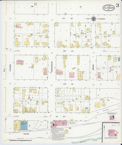 Sanborn Fire Insurance Map from Glasgow, Howard County, Missouri (1910), Sheet #0003 - Historic Sanborn Fire Insurance Map Print, vintage old map wall art, antique decor, genealogy gift, Missouri Missouri map