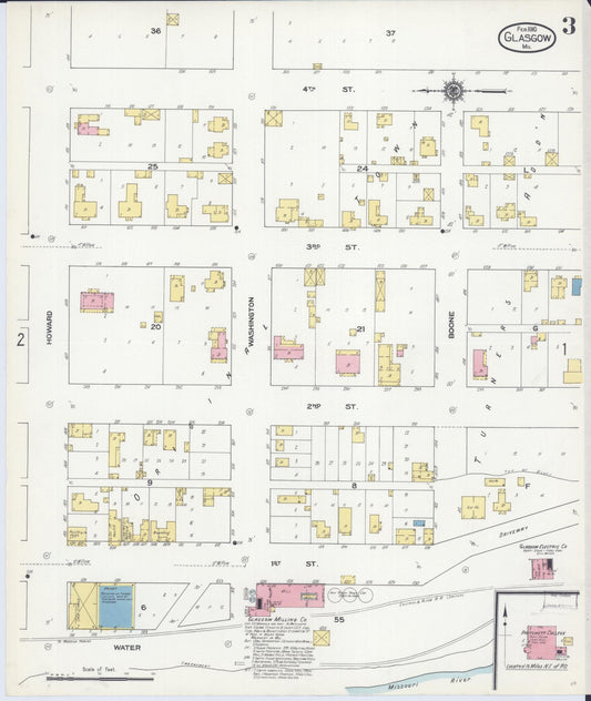 Sanborn Fire Insurance Map from Glasgow, Howard County, Missouri (1910), Sheet #0003 - Historic Sanborn Fire Insurance Map Print, vintage old map wall art, antique decor, genealogy gift, Missouri Missouri map