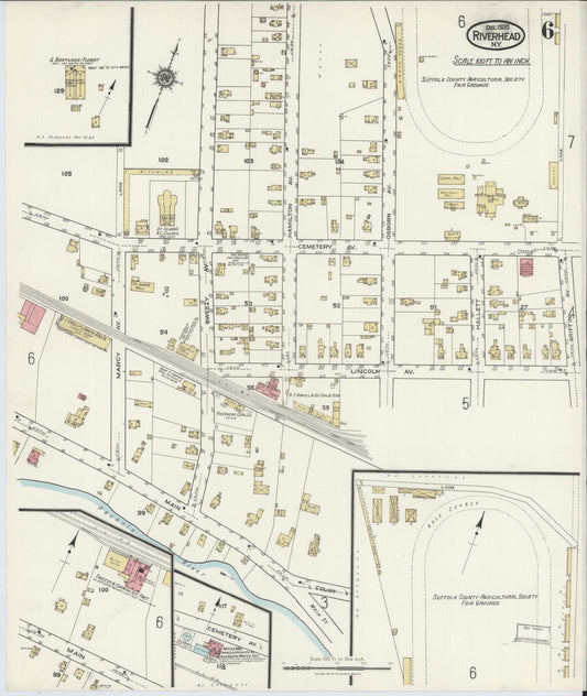 Sanborn Fire Insurance Map from Riverhead, Suffolk County, New York (1920), Sheet #0006 - Historic Sanborn Fire Insurance Map Print, vintage old map wall art, antique decor, genealogy gift, New York New York map
