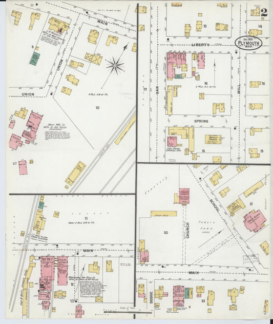 Sanborn Fire Insurance Map from Plymouth, Wayne County, Michigan (1899), Sheet #0002 - Historic Sanborn Fire Insurance Map Print, vintage old map wall art, antique decor, genealogy gift, Michigan Michigan map