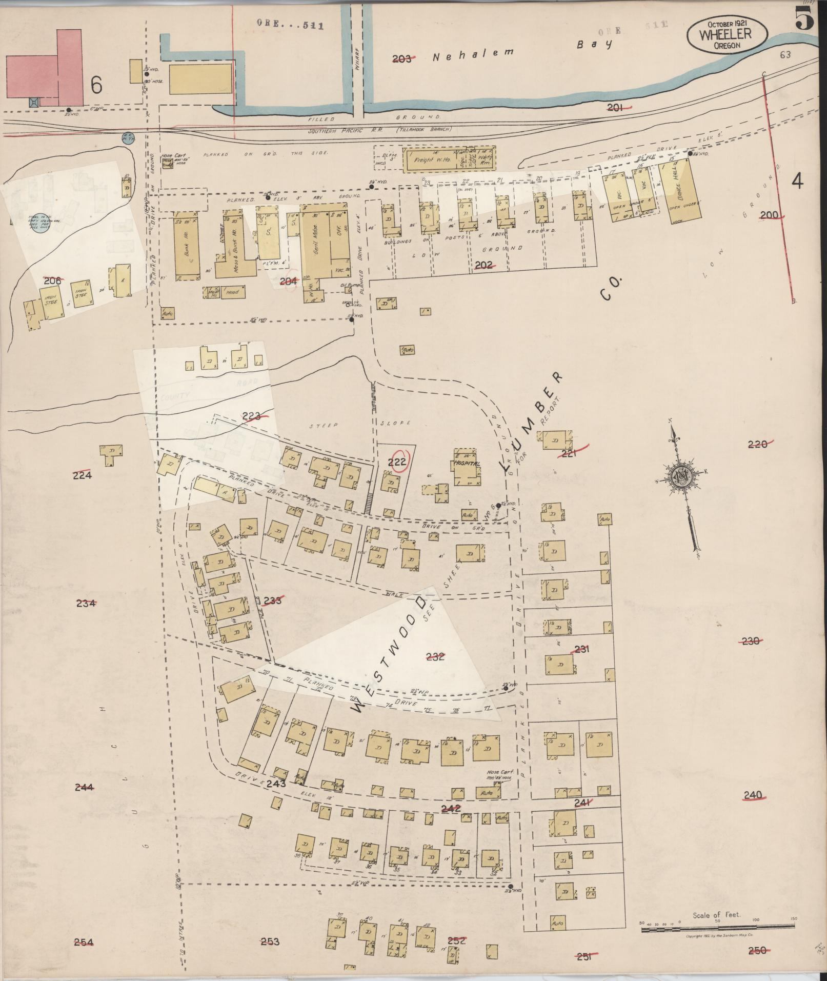 Sanborn Fire Insurance Map from Wheeler, Tillamook County, Oregon (1931), Sheet #0005 - Historic Sanborn Fire Insurance Map Print, vintage old map wall art, antique decor, genealogy gift, Oregon Oregon map