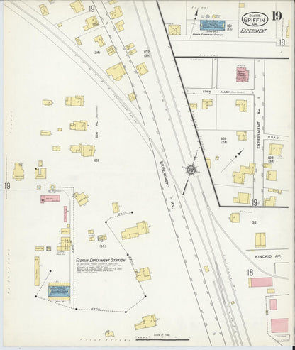 Sanborn Fire Insurance Map from Griffin, Spalding County, Georgia (1915), Sheet #0019 - Complete Map Set gallery image, historic Sanborn map, vintage wall art, Georgia Georgia