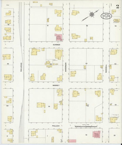 Sanborn Fire Insurance Map from Selma, Johnston County, North Carolina (1911), Sheet #0002 - Complete Map Set gallery image, historic Sanborn map, vintage wall art, North Carolina North Carolina