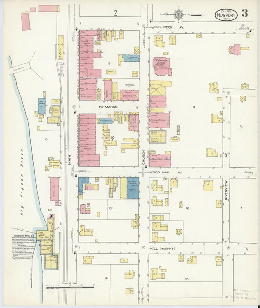 Sanborn Fire Insurance Map from Newport, Cocke County, Tennessee (1913), Sheet #0003 - Historic Sanborn Fire Insurance Map Print, vintage old map wall art, antique decor, genealogy gift, Tennessee Tennessee map