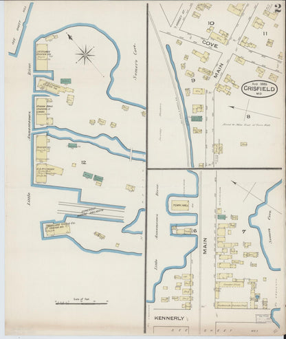 Sanborn Fire Insurance Map from Crisfield, Somerset County, Maryland (1885), Sheet #0002 - Complete Map Set gallery image, historic Sanborn map, vintage wall art, Maryland Maryland
