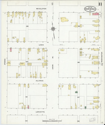 Sanborn Fire Insurance Map from Havre De Grace, Harford County, Maryland (1910), Sheet #0011 - Complete Map Set gallery image, historic Sanborn map, vintage wall art, Maryland Maryland