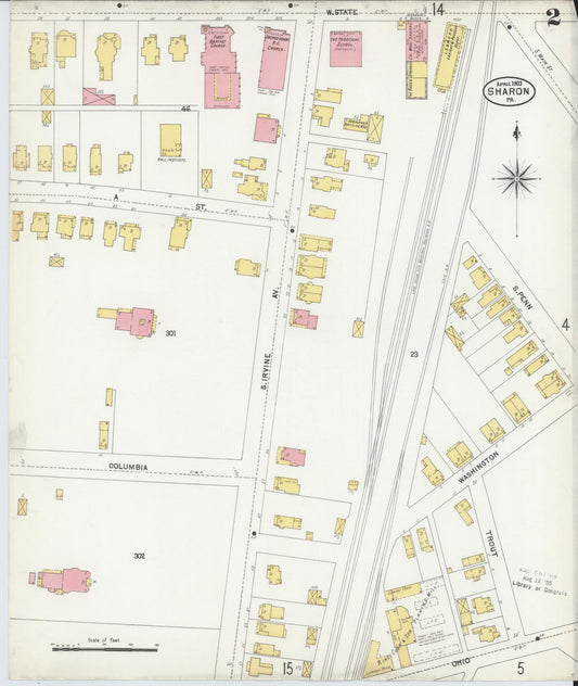 Sanborn Fire Insurance Map from Sharon, Mercer County, Pennsylvania (1903), Sheet #0002 - Historic Sanborn Fire Insurance Map Print, vintage old map wall art, antique decor, genealogy gift, Pennsylvania Pennsylvania map