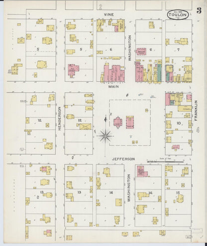 Sanborn Fire Insurance Map from Toulon, Stark County, Illinois (1893), Sheet #0003 - Historic Sanborn Fire Insurance Map Print, vintage old map wall art, antique decor, genealogy gift, Illinois Illinois map