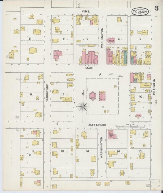 Sanborn Fire Insurance Map from Toulon, Stark County, Illinois (1893), Sheet #0003 - Historic Sanborn Fire Insurance Map Print, vintage old map wall art, antique decor, genealogy gift, Illinois Illinois map