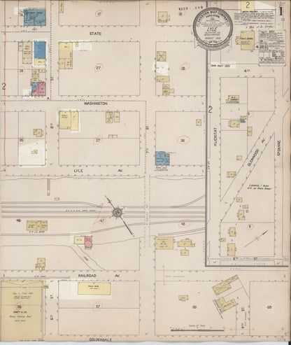 Sanborn Fire Insurance Map from Lyle, Klickitat County, Washington (1929), Sheet #0001 - Complete Map Set gallery image, historic Sanborn map, vintage wall art, Washington Washington