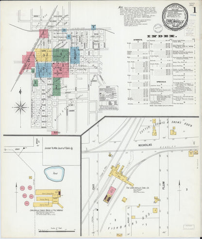 Sanborn Fire Insurance Map from Carlinville, Macoupin County, Illinois (1900), Sheet #0001 - Complete Map Set gallery image, historic Sanborn map, vintage wall art, Illinois Illinois