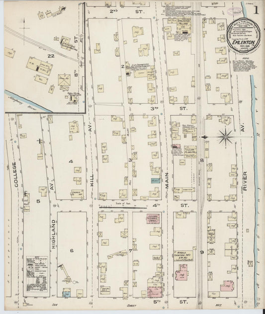 Sanborn Fire Insurance Map from Emlenton, Venango County, Pennsylvania (1886), Sheet #0001 - Complete Map Set gallery image, historic Sanborn map, vintage wall art, Pennsylvania Pennsylvania