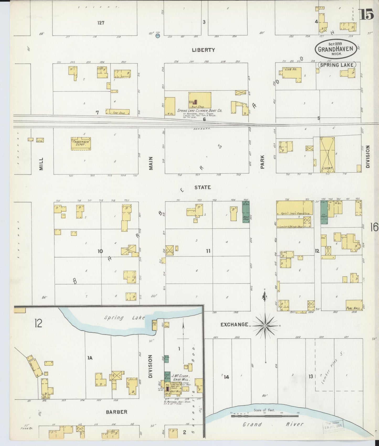 Sanborn Fire Insurance Map from Grand Haven, Ottawa County, Michigan (1899), Sheet #0015 - Complete Map Set gallery image, historic Sanborn map, vintage wall art, Michigan Michigan
