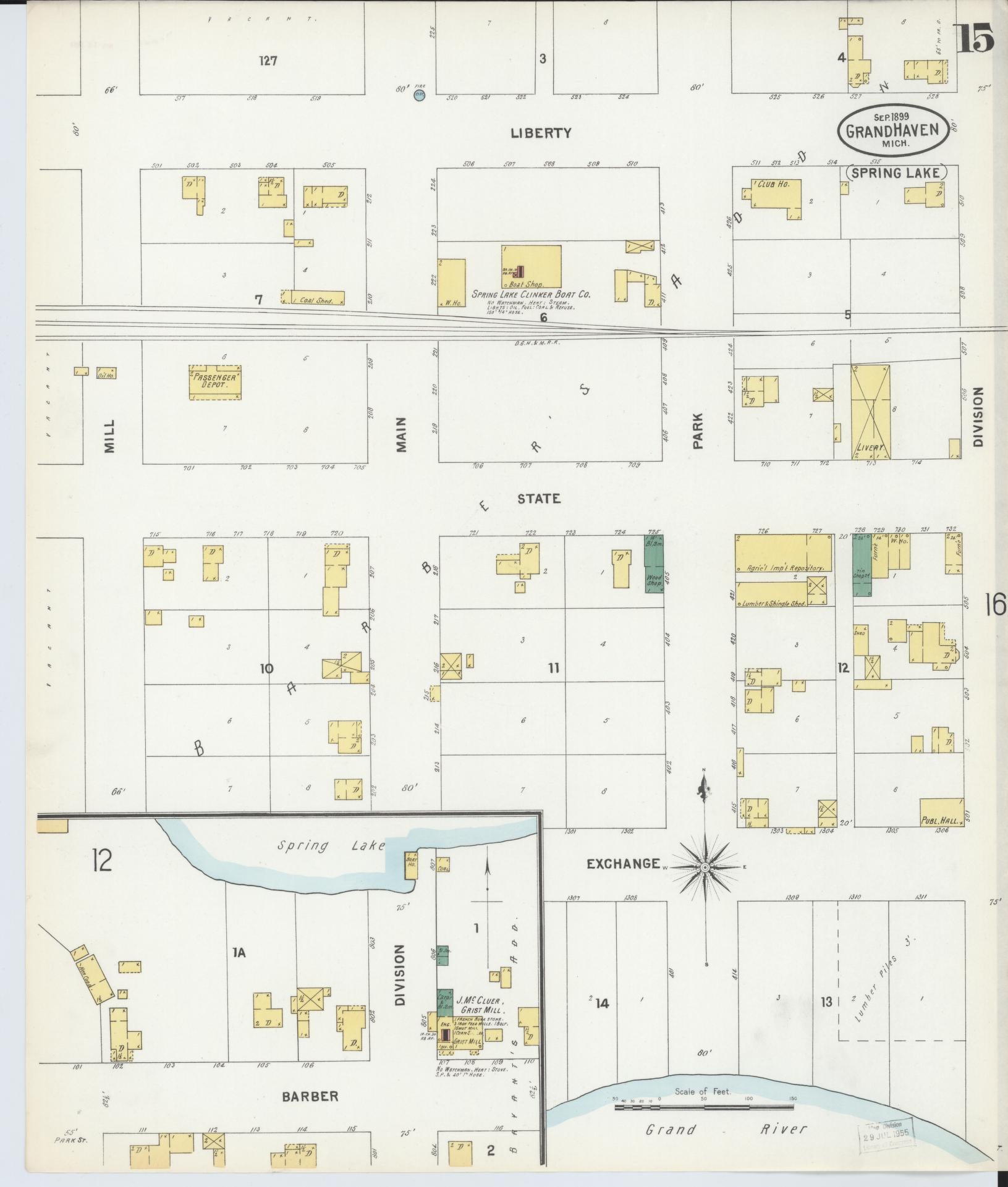 Sanborn Fire Insurance Map from Grand Haven, Ottawa County, Michigan (1899), Sheet #0015 - Complete Map Set gallery image, historic Sanborn map, vintage wall art, Michigan Michigan
