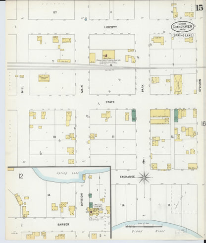 Sanborn Fire Insurance Map from Grand Haven, Ottawa County, Michigan (1899), Sheet #0015 - Complete Map Set gallery image, historic Sanborn map, vintage wall art, Michigan Michigan