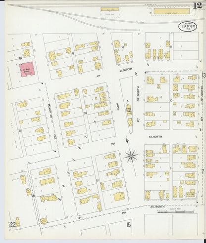 Sanborn Fire Insurance Map from Fargo, Cass County, North Dakota (1901), Sheet #0012 - Complete Map Set gallery image, historic Sanborn map, vintage wall art, North Dakota North Dakota