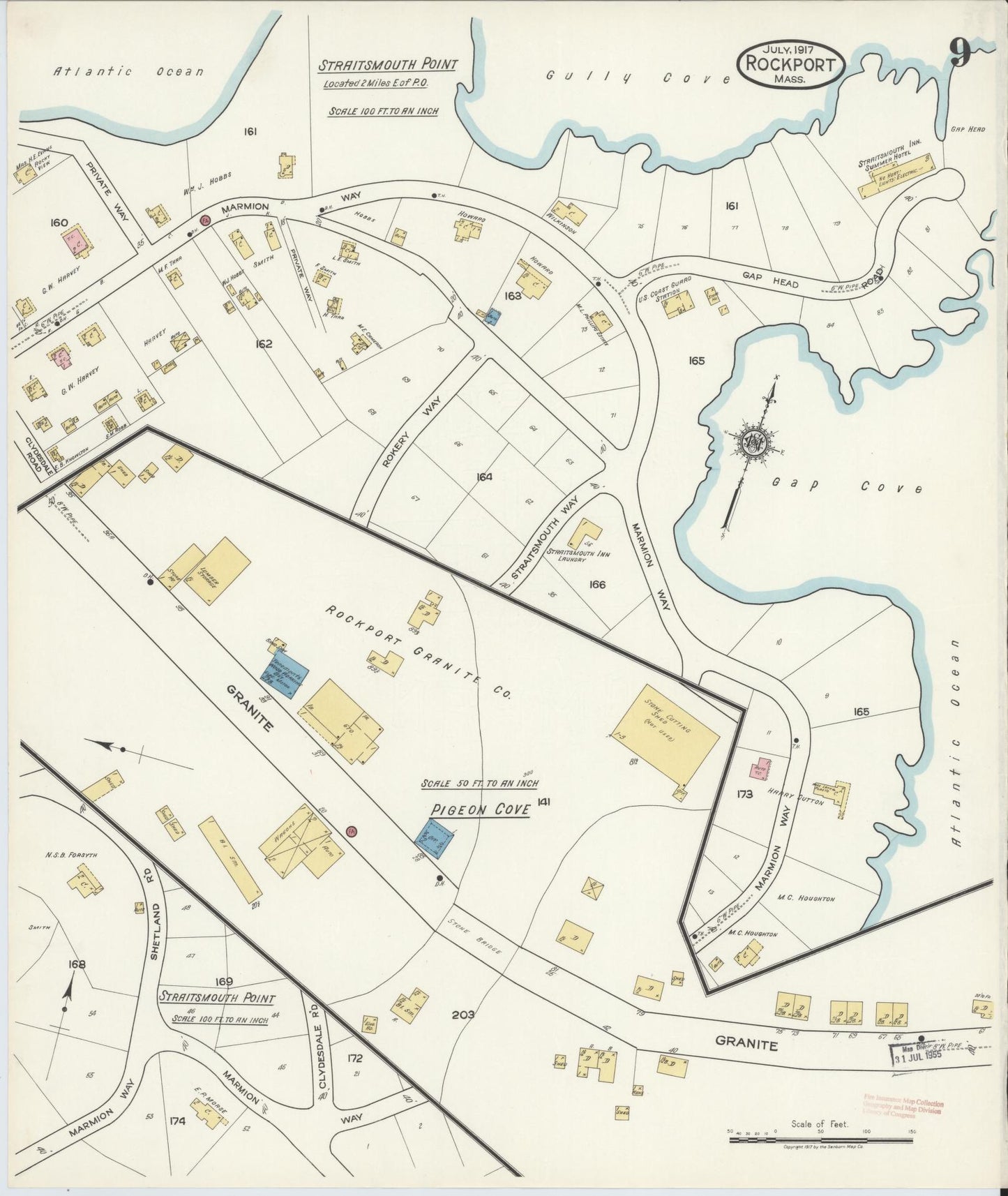 Sanborn Fire Insurance Map from Rockport, Essex County, Massachusetts (1917), Sheet #0009 - Complete Map Set gallery image, historic Sanborn map, vintage wall art, Massachusetts Massachusetts