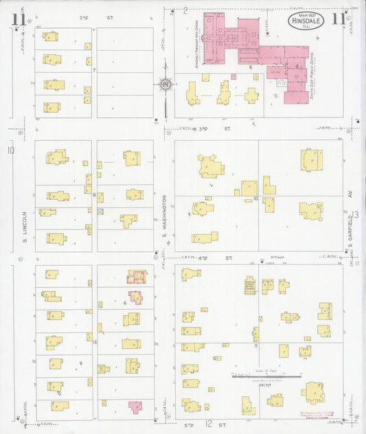 Sanborn Fire Insurance Map from Hinsdale, Du Page And Cook Counties, Illinois (1927), Sheet #0011 - Historic Sanborn Fire Insurance Map Print, vintage old map wall art, antique decor, genealogy gift, Illinois Illinois map