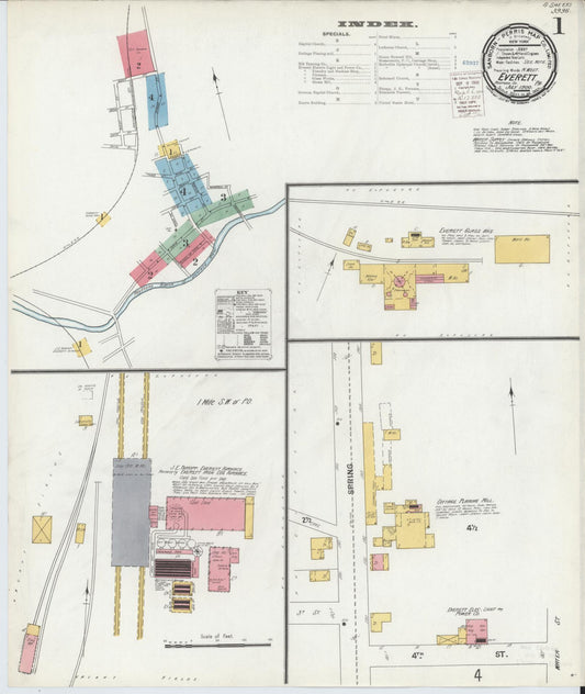 Sanborn Fire Insurance Map from Everett, Bedford County, Pennsylvania (1900), Sheet #0001 - Historic Sanborn Fire Insurance Map Print, vintage old map wall art, antique decor, genealogy gift, Pennsylvania Pennsylvania map