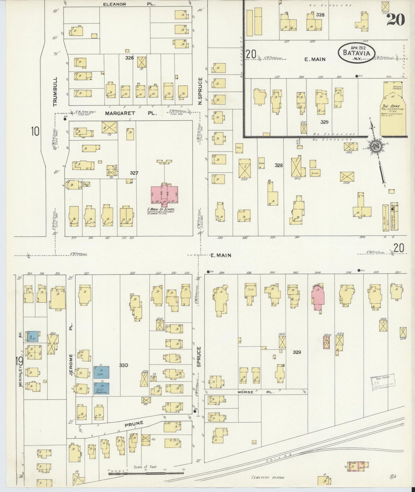 Sanborn Fire Insurance Map from Batavia, Genesee County, New York (1912), Sheet #0020 - Complete Map Set gallery image, historic Sanborn map, vintage wall art, New York New York