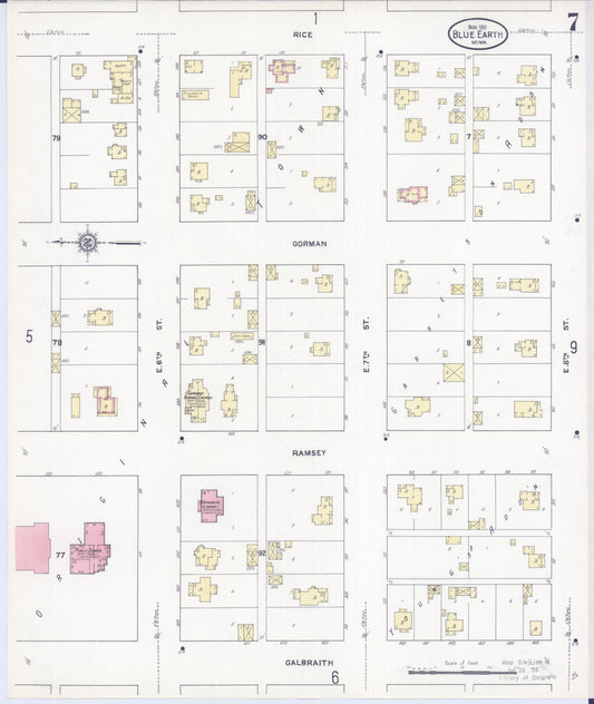 Sanborn Fire Insurance Map from Blue Earth, Faribault County, Minnesota (1911), Sheet #0007 - Historic Sanborn Fire Insurance Map Print, vintage old map wall art, antique decor, genealogy gift, Minnesota Minnesota map