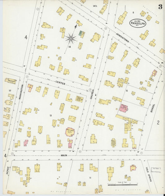 Sanborn Fire Insurance Map from Randolph, Cattaraugus County, New York (1902), Sheet #0003 - Historic Sanborn Fire Insurance Map Print, vintage old map wall art, antique decor, genealogy gift, New York New York map