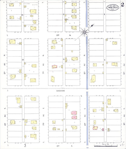 Sanborn Fire Insurance Map from Twin Falls, Twin Falls County, Idaho (1909), Sheet #0002 - Complete Map Set gallery image, historic Sanborn map, vintage wall art, Falls Idaho