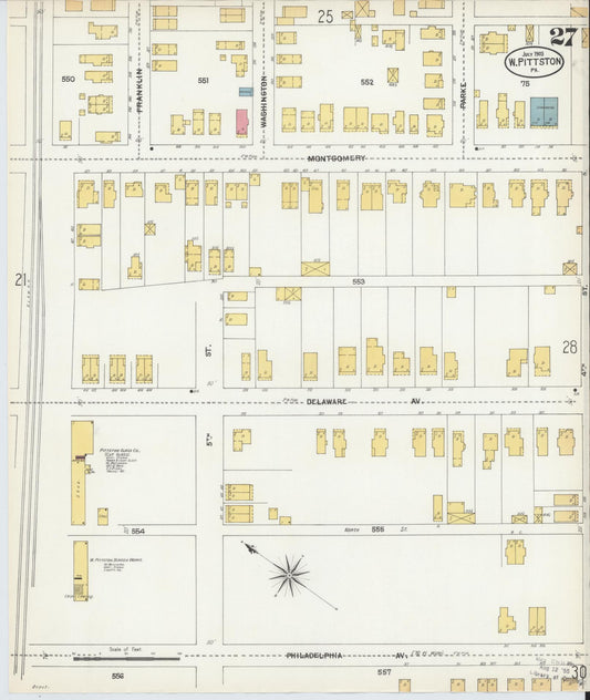 Sanborn Fire Insurance Map from Pittston, Luzerne County, Pennsylvania (1903), Sheet #0027 - Historic Sanborn Fire Insurance Map Print, vintage old map wall art, antique decor, genealogy gift, Pennsylvania Pennsylvania map
