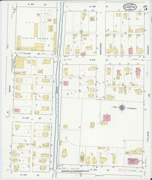 Sanborn Fire Insurance Map from Canton, Lewis County, Missouri (1917), Sheet #0005 - Historic Sanborn Fire Insurance Map Print, vintage old map wall art, antique decor, genealogy gift, Missouri Missouri map