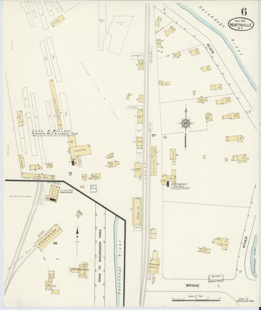 Sanborn Fire Insurance Map from Northville, Fulton County, New York (1912), Sheet #0006 - Historic Sanborn Fire Insurance Map Print, vintage old map wall art, antique decor, genealogy gift, New York New York map