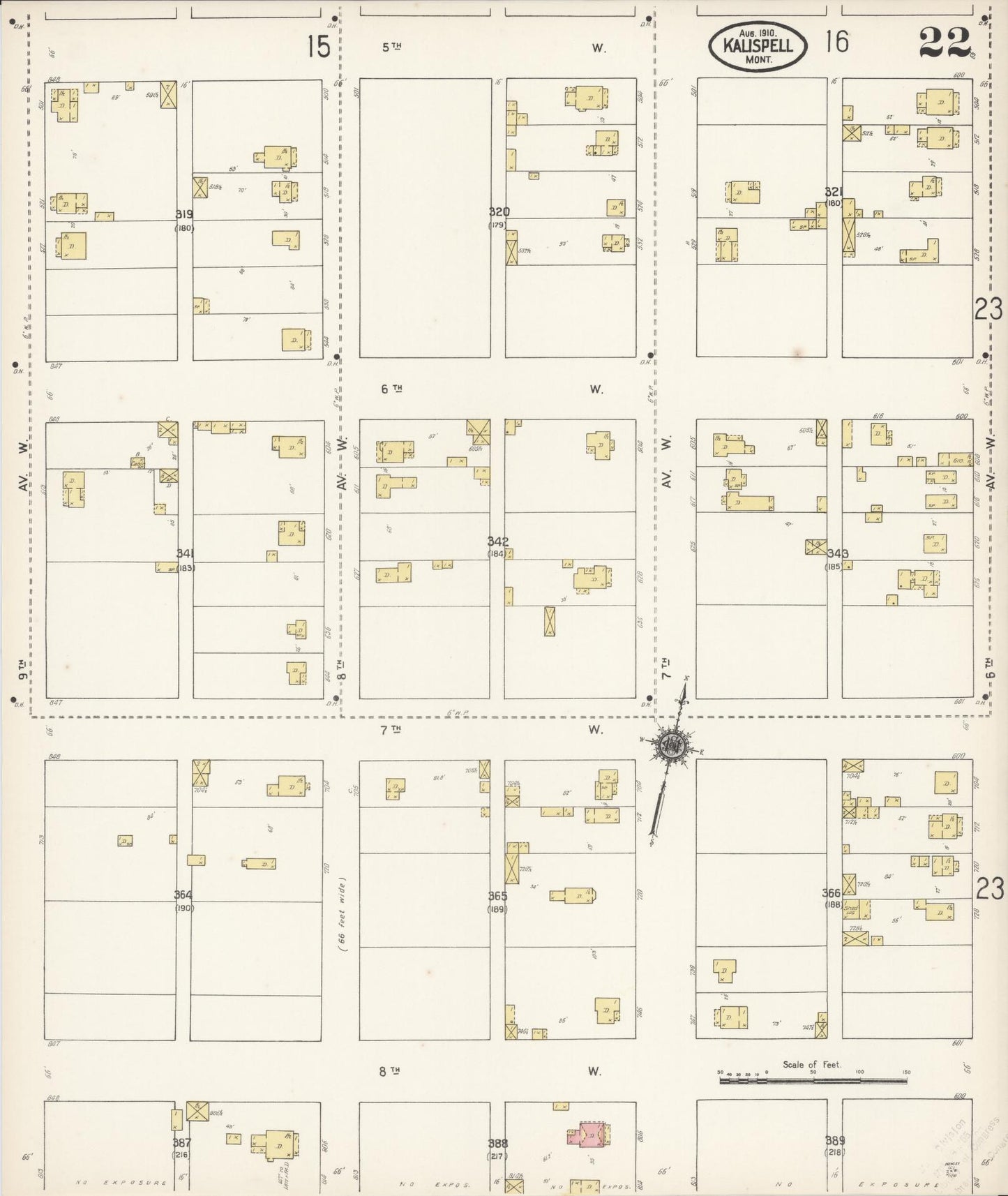 Sanborn Fire Insurance Map from Kalispell, Flathead County, Montana (1910), Sheet #0022 - Historic Sanborn Fire Insurance Map Print, vintage old map wall art, antique decor, genealogy gift, Montana Montana map