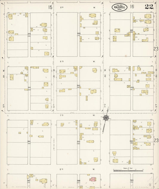 Sanborn Fire Insurance Map from Kalispell, Flathead County, Montana (1910), Sheet #0022 - Historic Sanborn Fire Insurance Map Print, vintage old map wall art, antique decor, genealogy gift, Montana Montana map