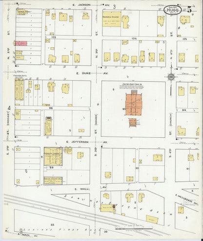 Sanborn Fire Insurance Map from Hugo, Choctaw County, Oklahoma (1918), Sheet #0005 - Complete Map Set gallery image, historic Sanborn map, vintage wall art, Oklahoma Oklahoma