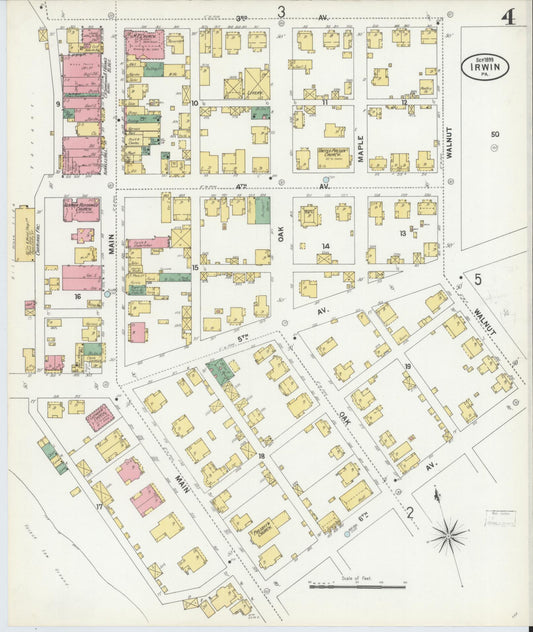 Sanborn Fire Insurance Map from Irwin, Westmoreland County, Pennsylvania (1899), Sheet #0004 - Historic Sanborn Fire Insurance Map Print, vintage old map wall art, antique decor, genealogy gift, Pennsylvania Pennsylvania map