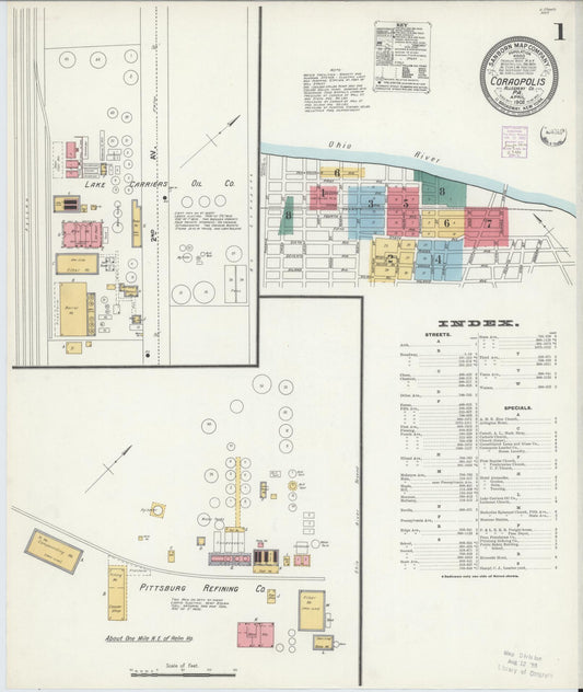 Sanborn Fire Insurance Map from Coraopolis, Allegheny County, Pennsylvania (1902), Sheet #0001 - Historic Sanborn Fire Insurance Map Print, vintage old map wall art, antique decor, genealogy gift, Pennsylvania Pennsylvania map