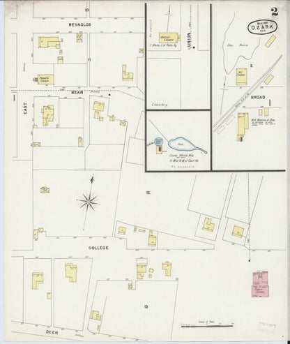 Sanborn Fire Insurance Map from Ozark, Dale County, Alabama (1897), Sheet #0002 - Complete Map Set gallery image, historic Sanborn map, vintage wall art, Alabama Alabama