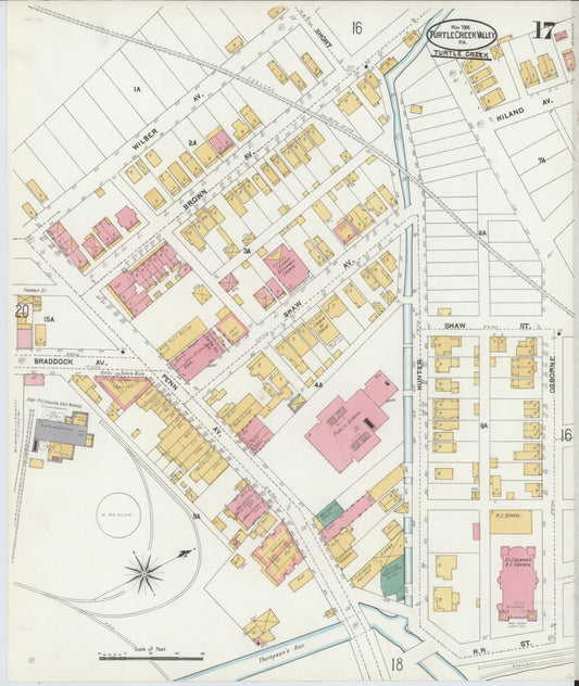 Sanborn Fire Insurance Map from Turtle Creek Valley, Allegheny County, Pennsylvania (1906), Sheet #0017 - Historic Sanborn Fire Insurance Map Print, vintage old map wall art, antique decor, genealogy gift, Pennsylvania Pennsylvania map