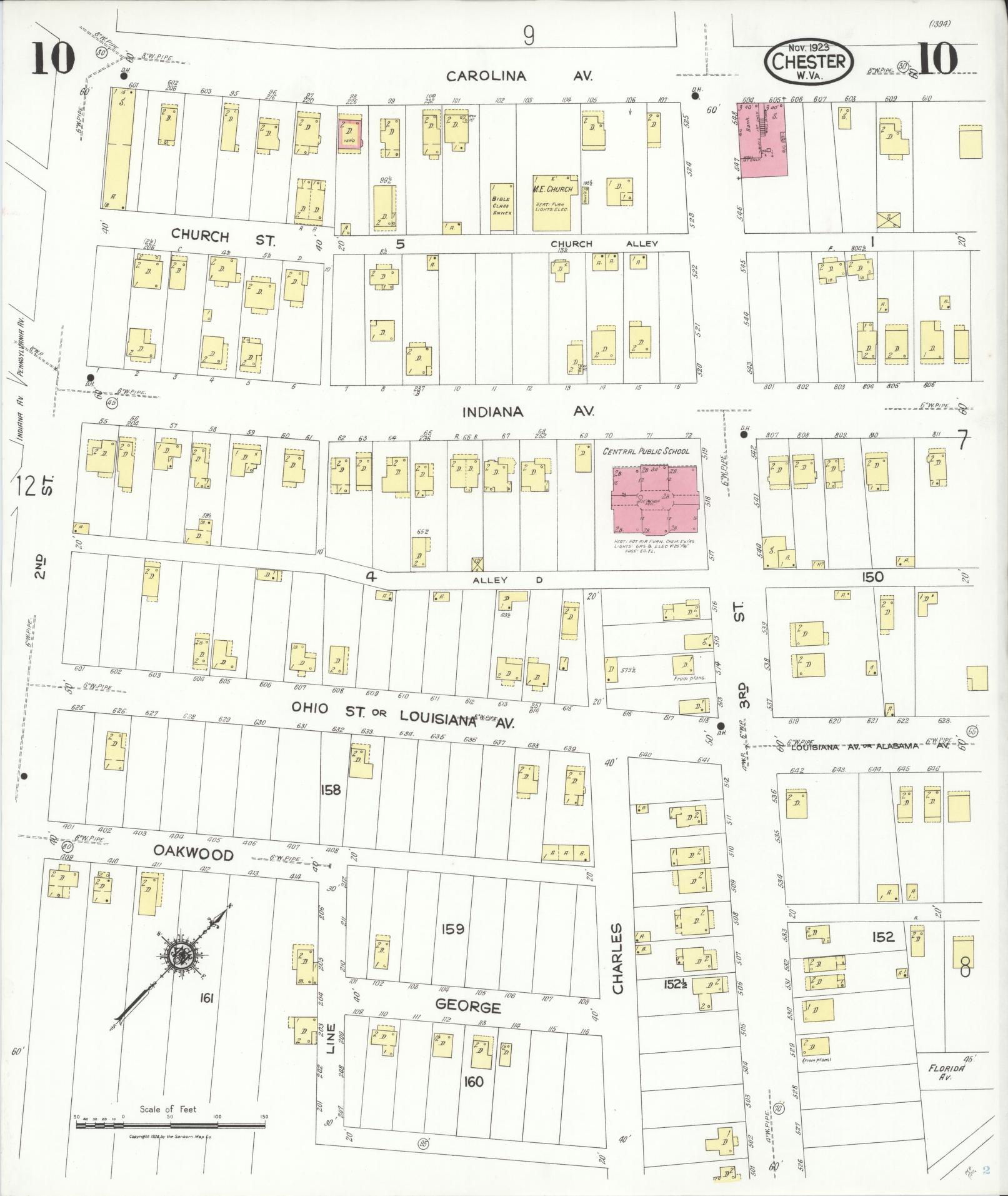Sanborn Fire Insurance Map from Chester, Hancock County, West Virginia (1923), Sheet #0010 - Historic Sanborn Fire Insurance Map Print, vintage old map wall art, antique decor, genealogy gift, West Virginia West Virginia map