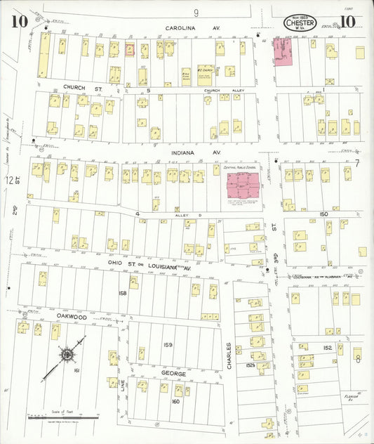 Sanborn Fire Insurance Map from Chester, Hancock County, West Virginia (1923), Sheet #0010 - Historic Sanborn Fire Insurance Map Print, vintage old map wall art, antique decor, genealogy gift, West Virginia West Virginia map