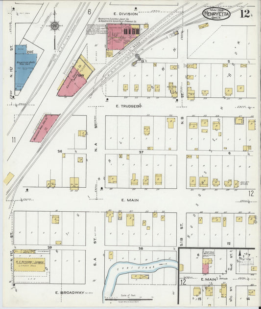 Sanborn Fire Insurance Map from Henryetta, Okmulgee County, Oklahoma (1920), Sheet #0012 - Historic Sanborn Fire Insurance Map Print, vintage old map wall art, antique decor, genealogy gift, Oklahoma Oklahoma map