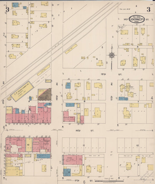 Sanborn Fire Insurance Map from Central City, Merrick County, Nebraska (1922), Sheet #0003 - Historic Sanborn Fire Insurance Map Print, vintage old map wall art, antique decor, genealogy gift, Nebraska Nebraska map