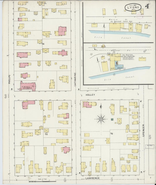 Sanborn Fire Insurance Map from Lyons, Wayne County, New York (1894), Sheet #0004 - Historic Sanborn Fire Insurance Map Print, vintage old map wall art, antique decor, genealogy gift, New York New York map